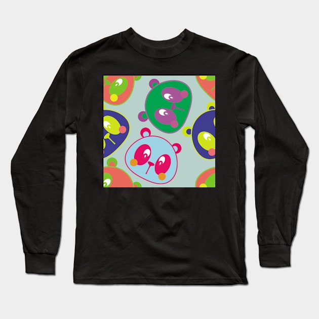 Cute Neon Panda Pattern Seamless Long Sleeve T-Shirt by MichelMM